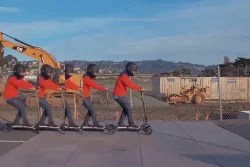 Правильная поза при торможении на самокате