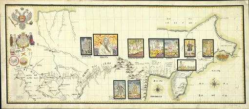 Копия карты, составленной участником Первой Камчатской экспедиции историографом Петром Чаплиным, с итогами путешествия.