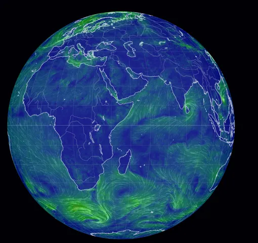 карта ветров Земли фото завихрения метеорология