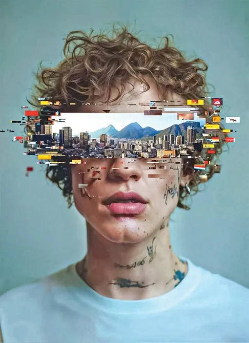 парень, у которого вместо глаз город