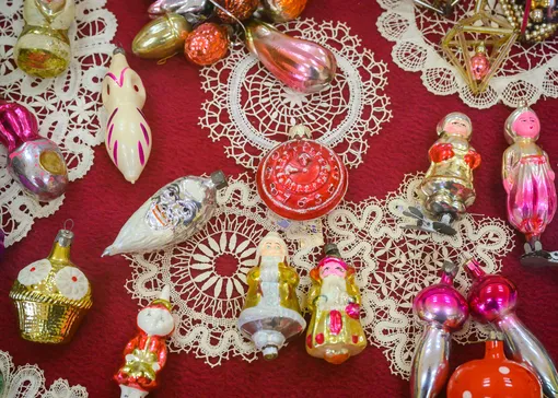 Советские елочные игрушки из тонкого стекла