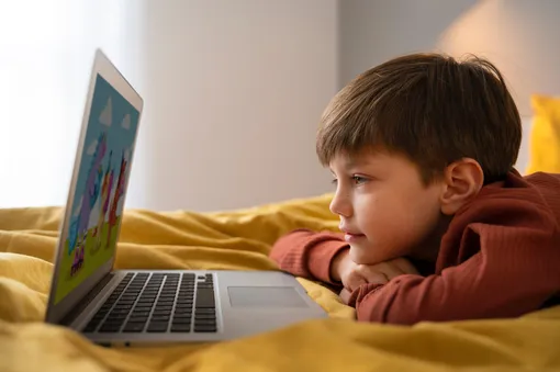 мальчик перед ноутбуком