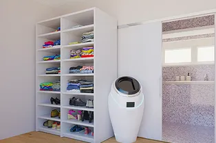 Эта стиральная машина может сушить белье и ей не нужен шланг для воды