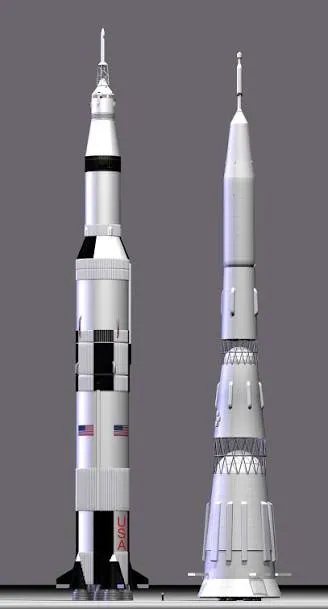 Американская ракета Saturn V (слева) и советская Н-1 (справа)