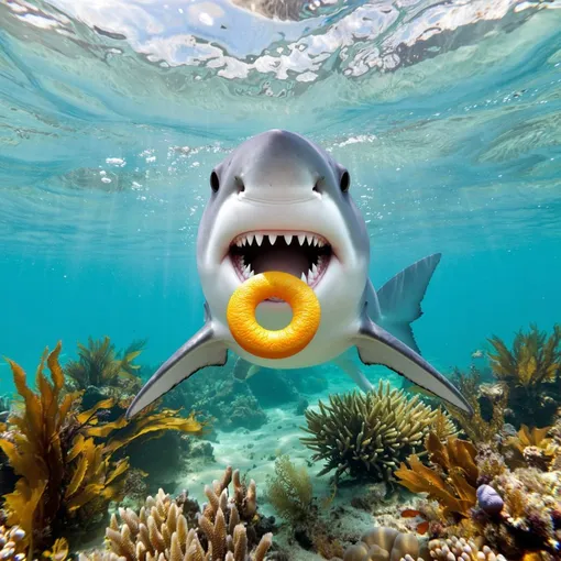 акула с игрушечным кольцом