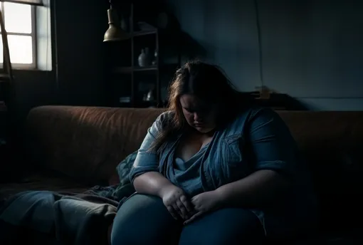 грустная толстая женщина