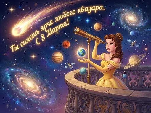 открытка к 8 марта Бэлль Красавица и чудовище открытка с планетами открытка к 8 марта Бэлль Красавица и чудовище открытка с планетами