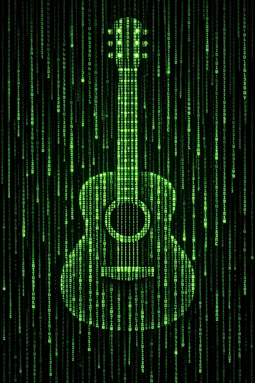 гитара матрица зеленые цифры на черном