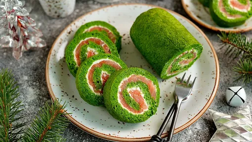 шпинатный рулет рулет из шпината и красной рыбы рецепт фото новогодний стол закуски праздничный стол
