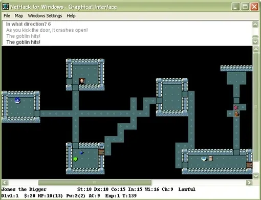 Игровой процесс NetHack с графическим интерфейсом. Игровой процесс NetHack с графическим интерфейсом.