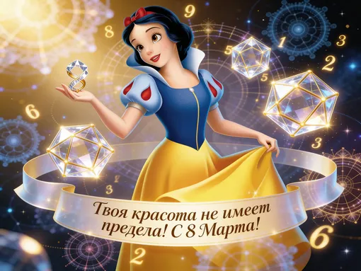 Открытка к 8 марта Белоснежка фото математика Открытка к 8 марта Белоснежка фото математика