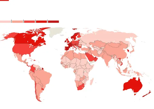 Концентрация по странам людей, которые использовали чат-бота LLM от 15 до 64 лет /