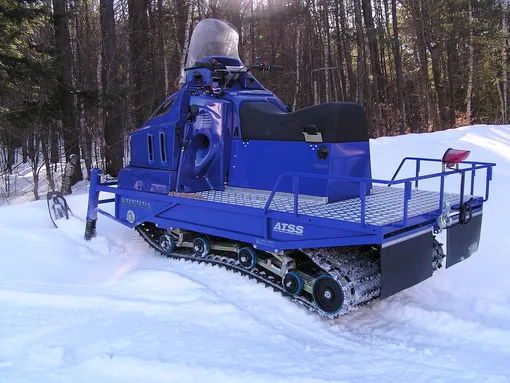 blue snow mobile