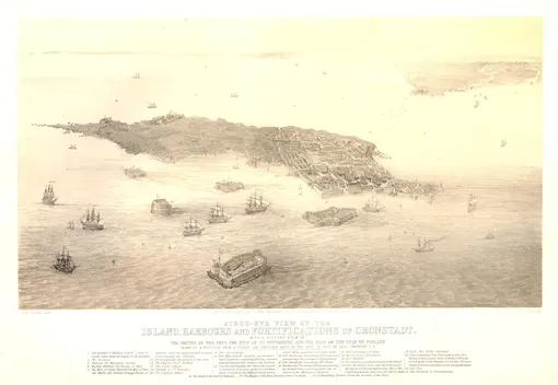 Схема Кронштадта и окружающих фортов. Издание 1854 г.