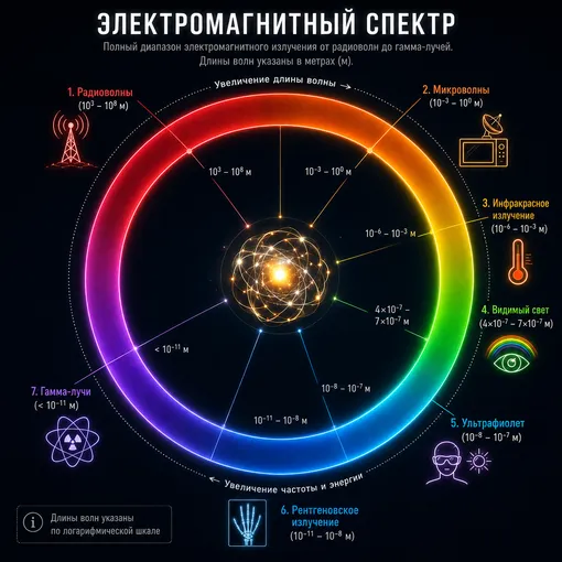 Инфографика полного спектра электромагнитных излучений