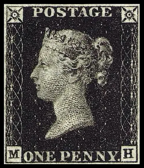 Так выглядит первая в истории почтовая марка Penny Black Первая в мире марка Penny Black