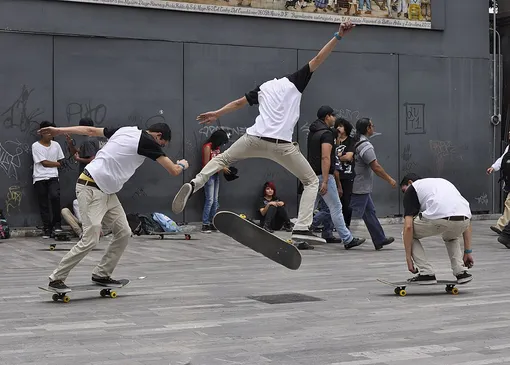 three men skateboarding in mexico city