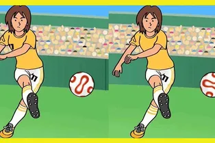 Между футболистками есть 3 отличия. Найдете их за 22 секунды?