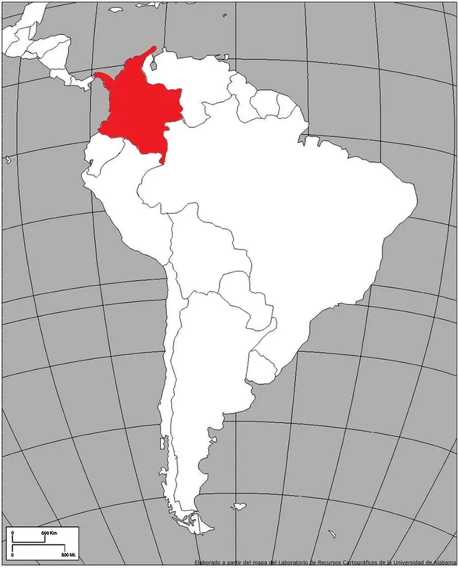 Какая южноамериканская страна выделена красным на контурной карте?