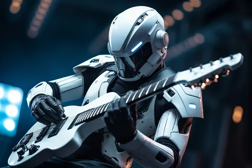 робот играет на гитаре