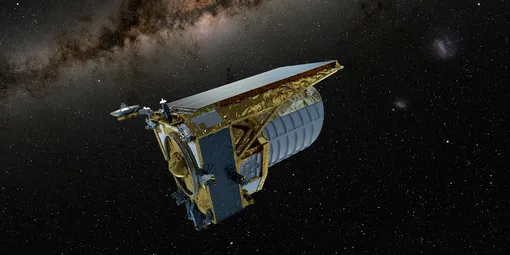 Художественное изображение миссии Euclid в космосе.