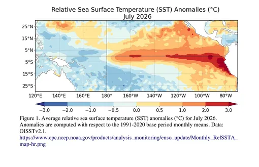 Разогрев воды в Тихом океане. NOAA