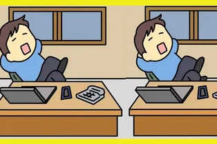 Парень заскучал в офисе: сможете найти отличия между картинками?