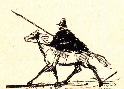 Рисунок самого Пушкина, изображающий его на войне