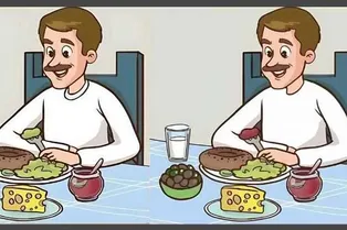 Сытный ужин: сможете найти 3 отличия между рисунками за 17 секунд?