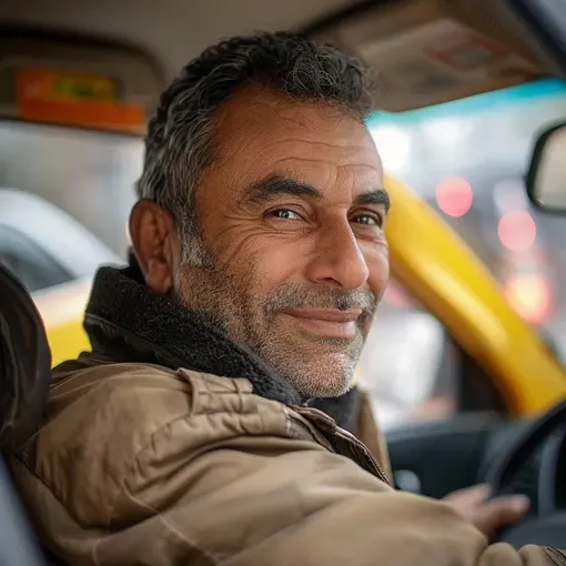 водитель улыбается