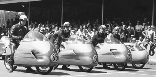 dkw motorcycles at the start of a race