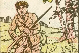 Винтажная картинка на внимательность: всего 3 из 10 опрошенных смогли найти того, на кого охотится мужчина!