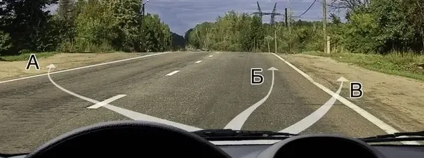 Вы движетесь по загородной трассе. В каком из трех мест можно сделать остановку?