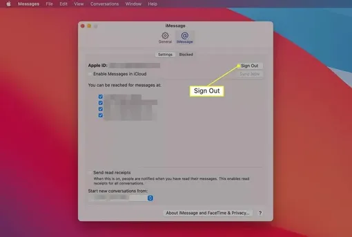 Как выйти из аккаунта в iMessage