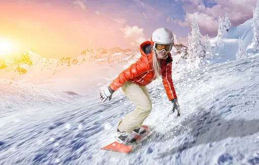 девушка на сноуборде скорость горы девушка на сноуборде скорость горы