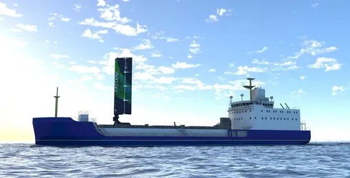 Современный корабль с парусами от Smart Green Shipping Современный корабль с парусами от Smart Green Shipping