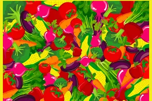 Среди овощей спряталась сосиска. Сможете найти ее за полминуты? Среди овощей спряталась сосиска. Сможете найти ее за полминуты?