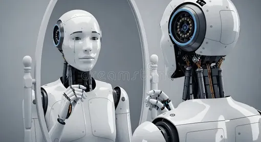 Искусственный разум смотрит на себя https://www.dreamstime.com/