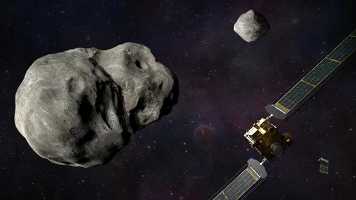 В 2022 году в рамках миссии NASA (DART) аппарат врезался в астероид Диморфос, вращающийся вокруг более крупного астероида Дидимос, и изменил орбиту этой двойной системы вокруг Солнца. В 2022 году в рамках миссии NASA (DART) аппарат врезался в астероид Диморфос, вращающийся вокруг более крупного астероида Дидимос, и изменил орбиту этой двойной системы вокруг Солнца.