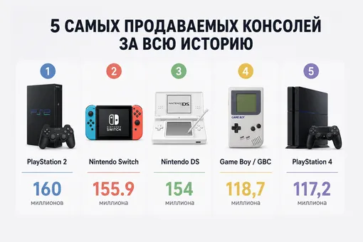 Топ-5 самых продаваемых консолей в истории Топ-5 самых продаваемых консолей в истории