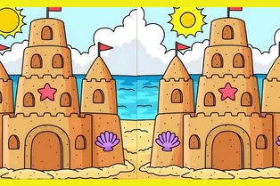 Чем отличаются два замка из песка? Быстрый тест на внимательность