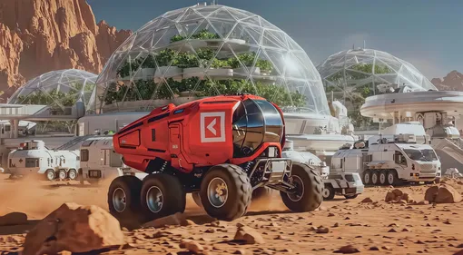 машины и дома на Марсе