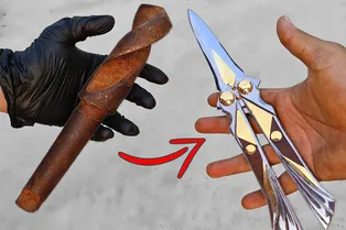 Как превратить старое промышленное сверло в эффектный нож-бабочку: занимательное видео