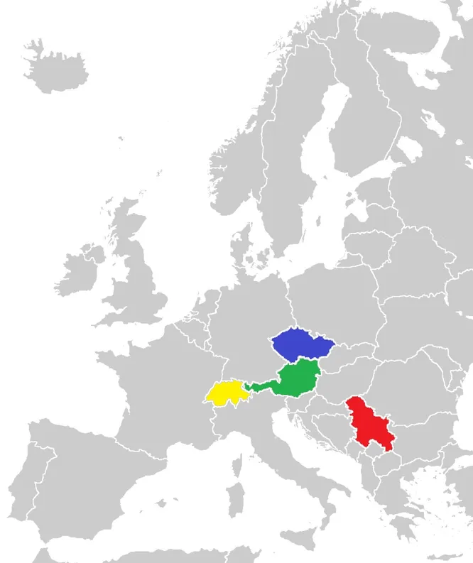 Каким цветом на карте выделена Чехия?