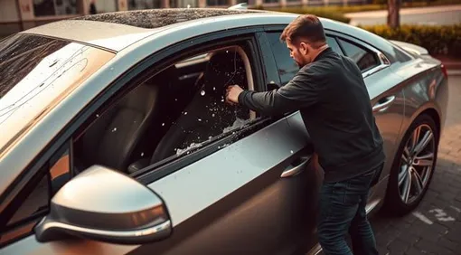 Мужчина громит машину