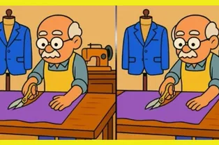 Между двумя картинками с портным есть 3 отличия. Сможете их отыскать?