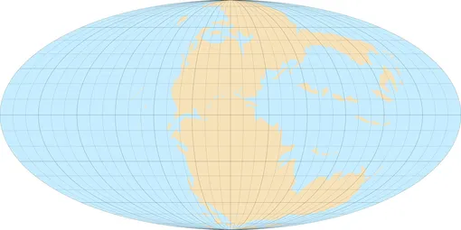 Карта Земли 220 миллионов лет назад. Триасовый период.