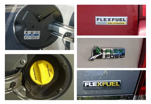 Чтобы потреблять Е85, автомобиль должен быть оснащен системой Flex Fuel Flex Fuel шильдики