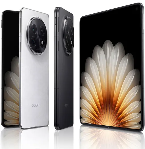 На фотографии смартфон OPPO Find N5 Складной смартфон с хорошими камерами, емким аккумулятором и мощным процессором