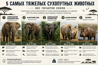 Самые большие сухопутные животные в одной инфографике